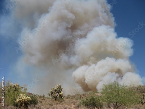 Smoke from a Small Wildfire Near Apache Junction, Arizona 