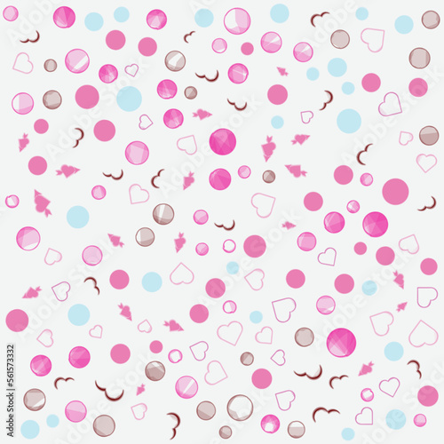 set of scandinavian Sweet Heart Valentines Day seamless patterns with fabric textures