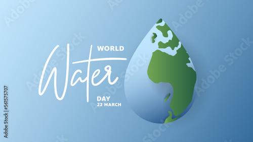 World water day handwritten Background on blue background ,for march 22 , Vector illustration EPS 10