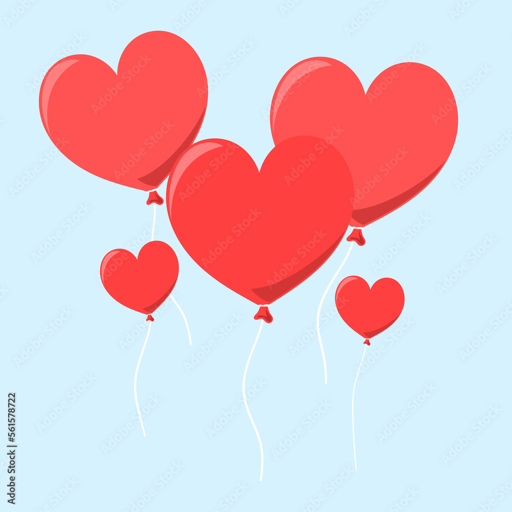 Heart balloons in Valentine's Day on blue background ,for February 14, Vector illustration EPS 10