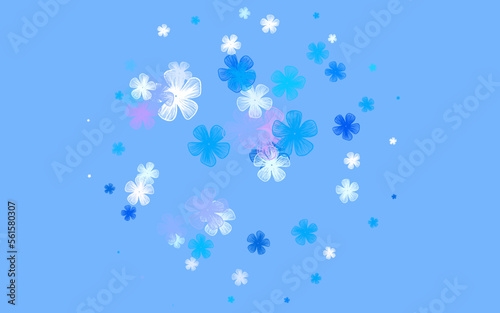 Light Blue, Yellow vector doodle texture with flowers.