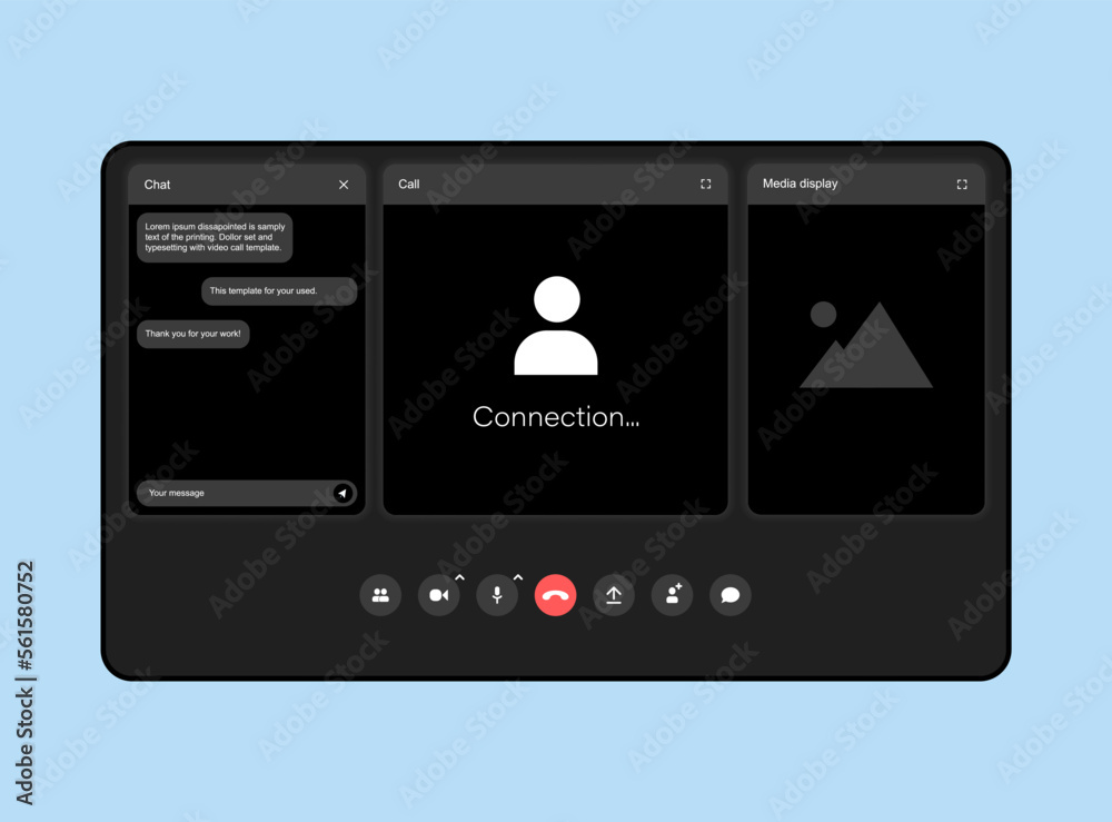 UI UX template for video conferencing and meetings application on tablet UI UX template for video conferencing and meetings application on tablet