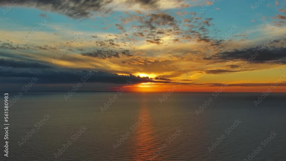 Aerial view of sea surface during a beautiful colourful sunset, timelapse, 4k Aerial view of sea surface during a beautiful colourful sunset, timelapse, 4k