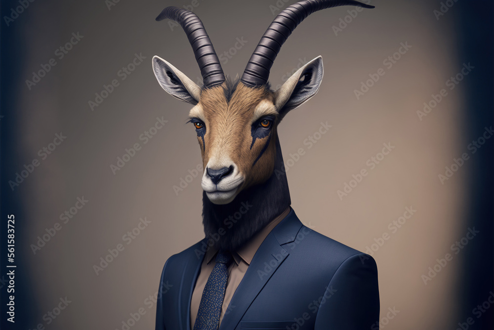 portrait of a Gazelle dressed in a formal business suit, generative ai - obrazy, fototapety, plakaty 