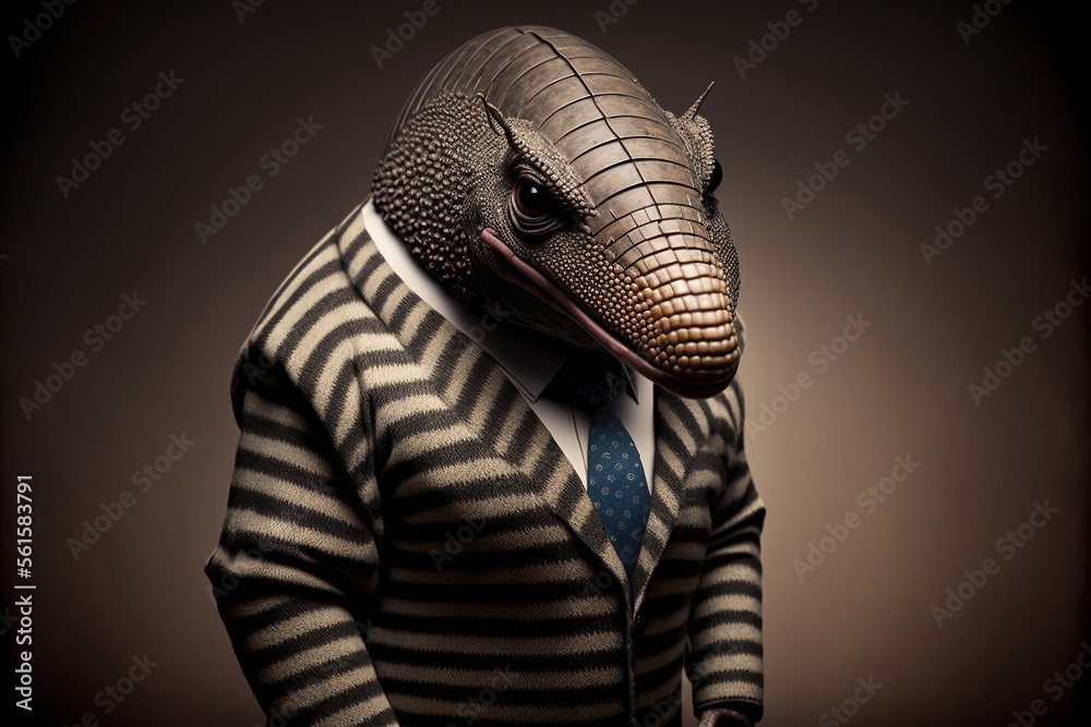 Portrait of a Armadillo dressed in a formal business suit,  generative ai - obrazy, fototapety, plakaty 