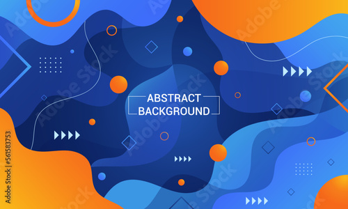 Abstract blue and orange color background with circles. Gradient background