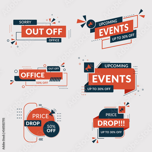 Sale tags collection. Special offer, big sale, discount, best price, mega sale banner set. Flash deal badges. Vector