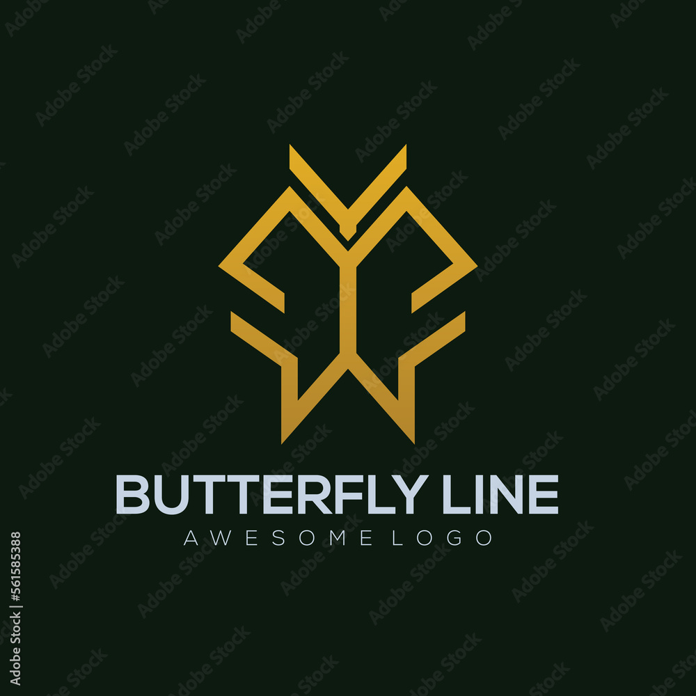 Butterfly line logo luxury gold color