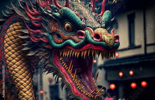 Traditional Chinese dragon. Chinese new year celebration. Generative ai