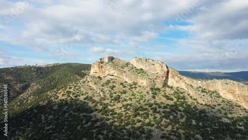 A mountain towards the Myrto Sea in Europe, Greece, Peloponnese, Argolis, towards Hermione, in summer on a sunny day. photo