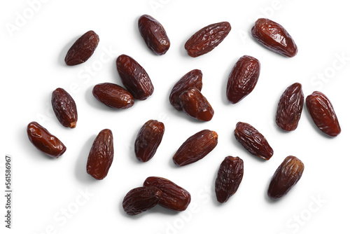 Dried Deglet Nour dates (fruits of date palm Phoenix dactylifera), top view isolated png