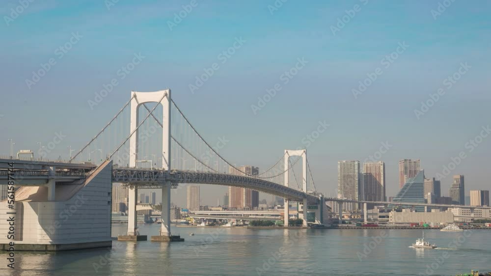 Tokyo Japan time lapse 4K, city skyline timelapse at Odaiba Rainbow Bridge and tokyo cityscape Tokyo Japan time lapse 4K, city skyline timelapse at Odaiba Rainbow Bridge and tokyo cityscape