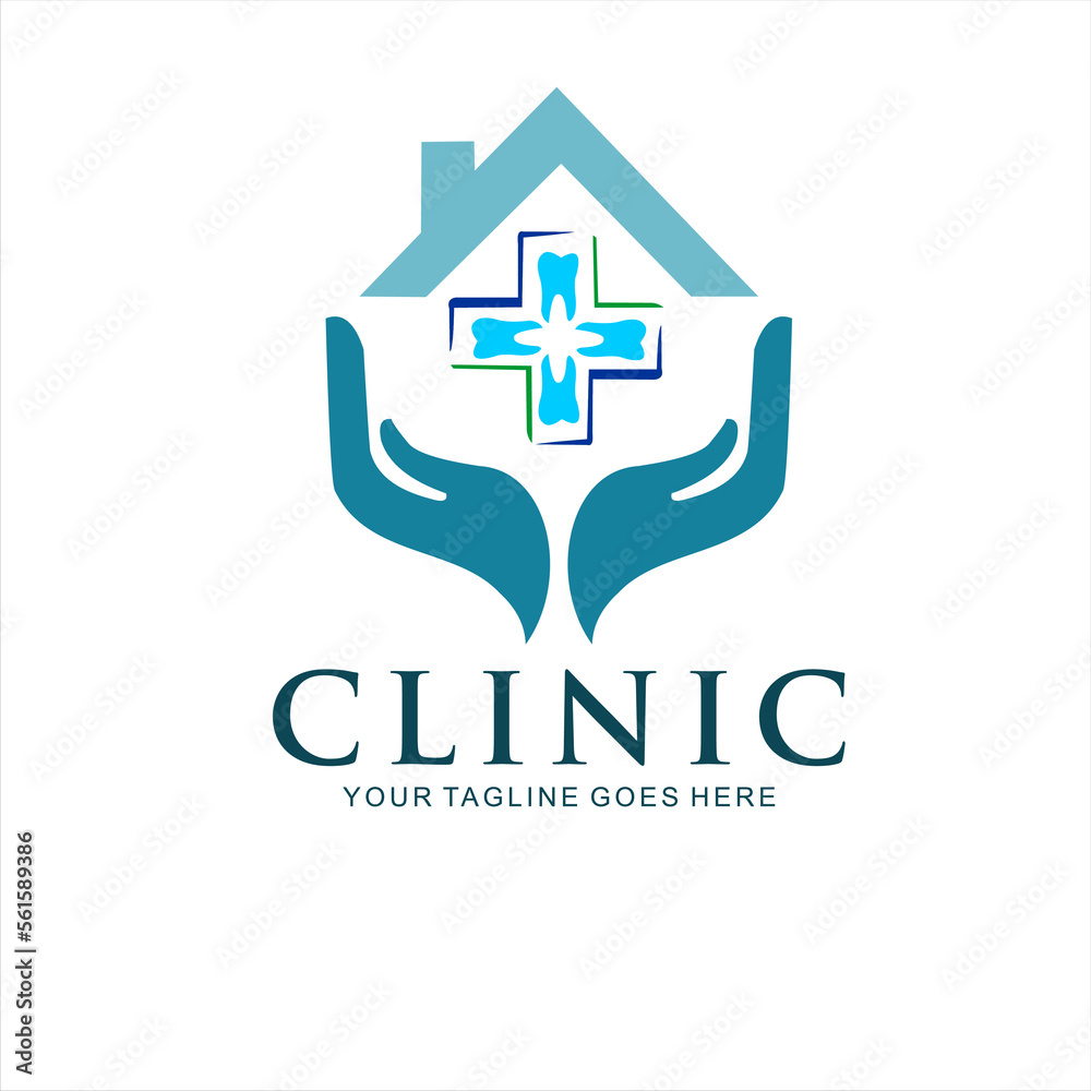 Obraz premium a dental clinic logo with a hand underneath