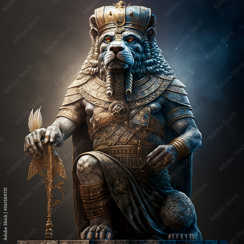 Ancient Sumerian mythology. Ninurta,ancient Sumerian mythological god. Created with Generative AI technology.
