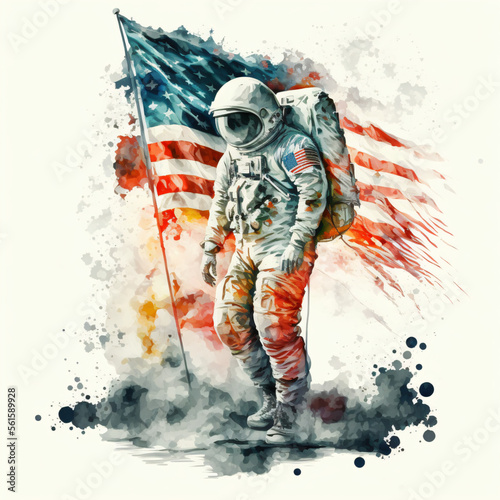 astronaut watercolor painting