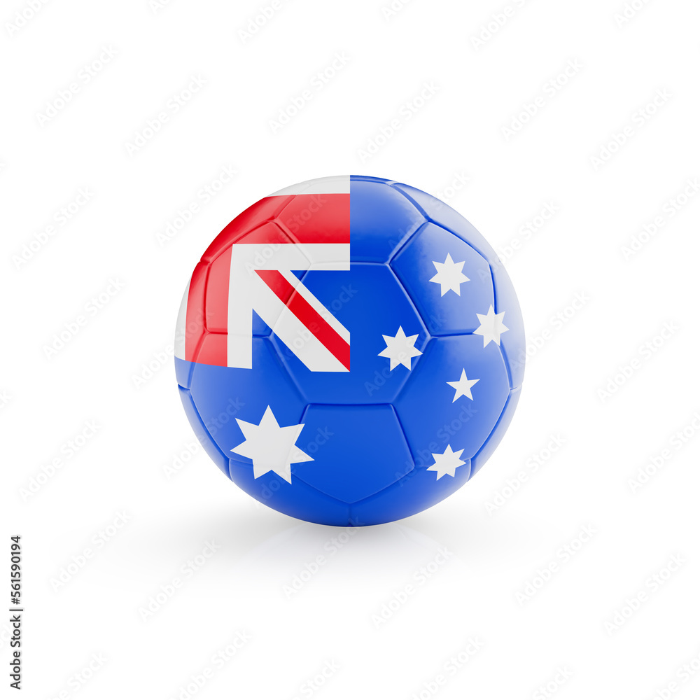 3D football soccer ball with Australia national team flag isolated on white background - 3D Rendering 3D football soccer ball with Australia national team flag isolated on white background - 3D Rendering