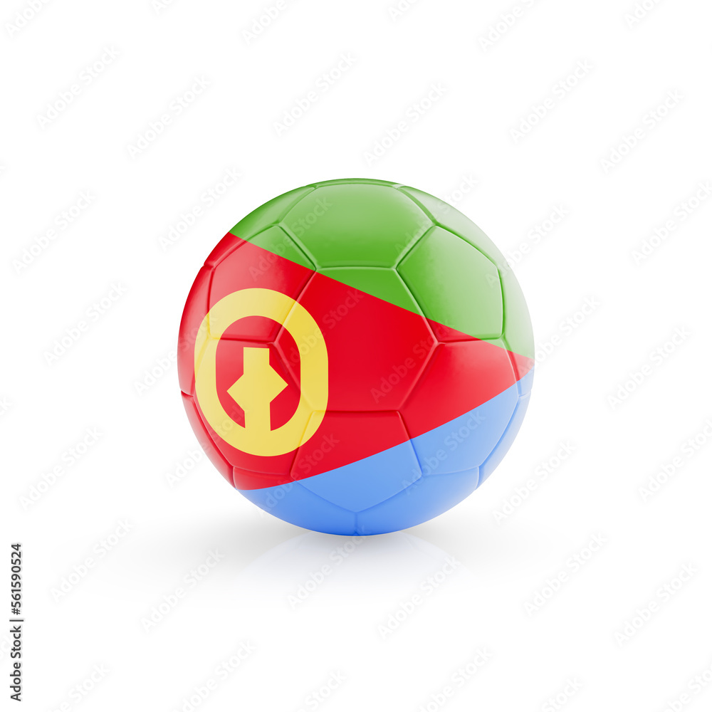 3D football soccer ball with Eritrea national team flag isolated on white background - 3D Rendering 3D football soccer ball with Eritrea national team flag isolated on white background - 3D Rendering