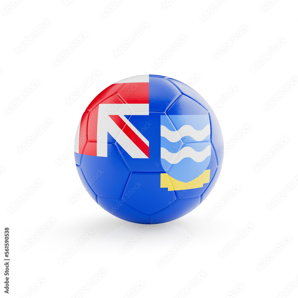Obraz premium 3D football soccer ball with Falkland Islands national team flag isolated on white background - 3D Rendering