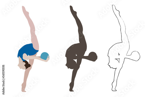 A gymnast who stands on one leg and the other vertically