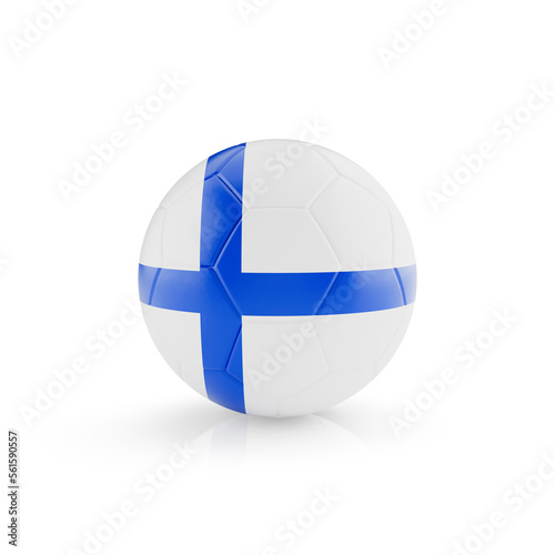 3D football soccer ball with Finland national team flag isolated on white background - 3D Rendering