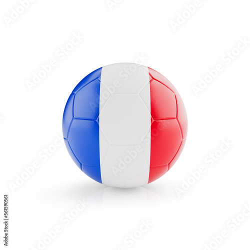 3D football soccer ball with France national team flag isolated on white background - 3D Rendering