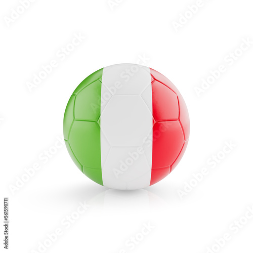 3D football soccer ball with Italy national team flag isolated on white background - 3D Rendering