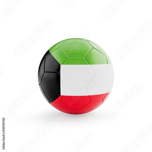 3D football soccer ball with Kuwait national team flag isolated on white background - 3D Rendering