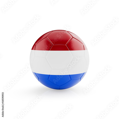 3D football soccer ball with Netherlands national team flag isolated on white background - 3D Rendering