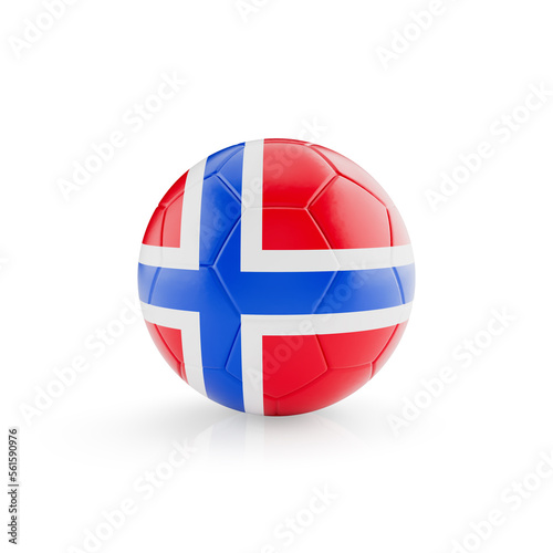 3D football soccer ball with Norway national team flag isolated on white background - 3D Rendering