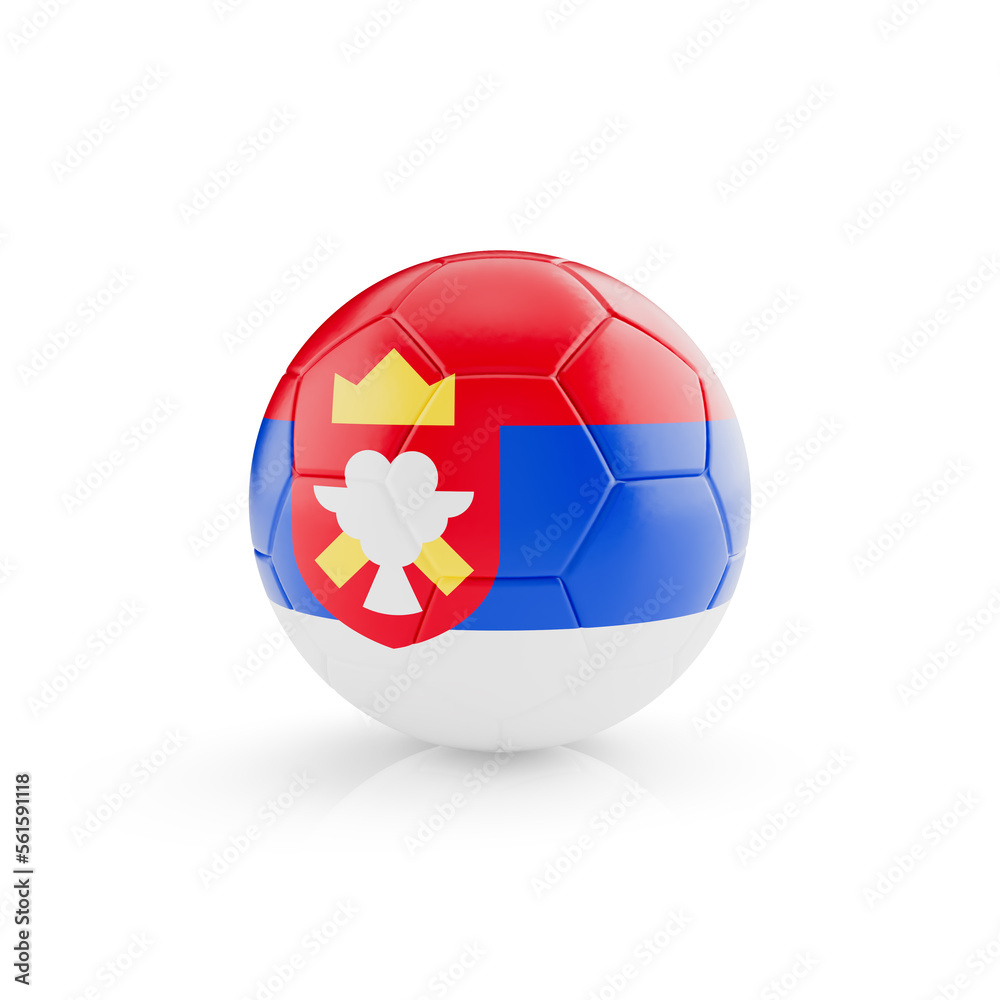Obraz premium 3D football soccer ball with Serbia national team flag isolated on white background - 3D Rendering