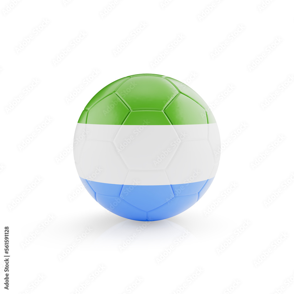 3D football soccer ball with Sierra Leone national team flag isolated on white background - 3D Rendering