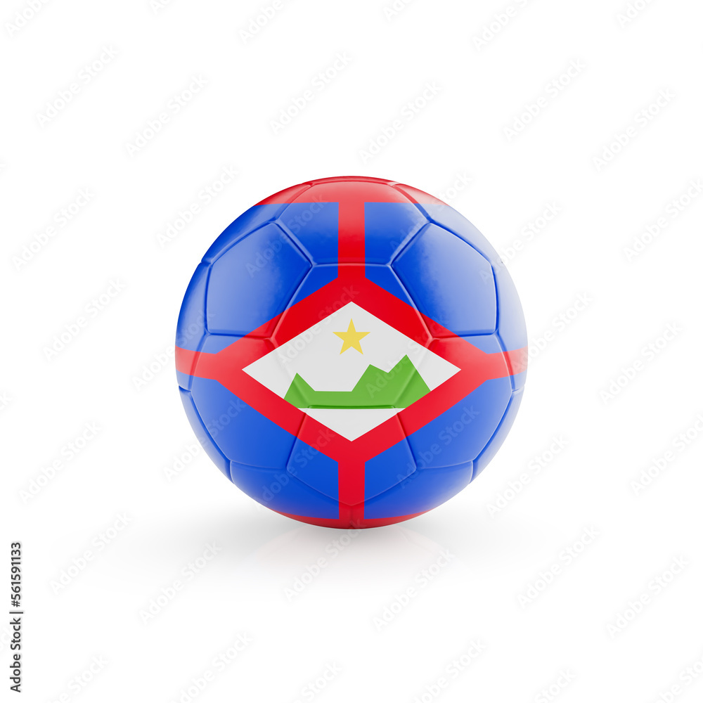 Obraz premium 3D football soccer ball with Sint Eustatius national team flag isolated on white background - 3D Rendering