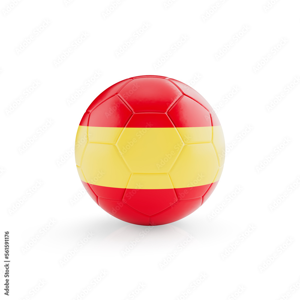 3D football soccer ball with Spain national team flag isolated on white background - 3D Rendering 3D football soccer ball with Spain national team flag isolated on white background - 3D Rendering