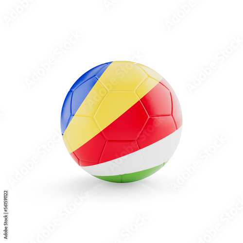 3D football soccer ball with Seychelles national team flag isolated on white background - 3D Rendering