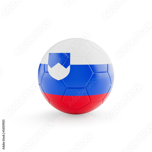 3D football soccer ball with Slovenia national team flag isolated on white background - 3D Rendering