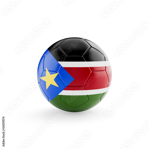 Free Download 3D football soccer ball with South Sudan national team flag isolated on white background - 3D Rendering - GFXLoad