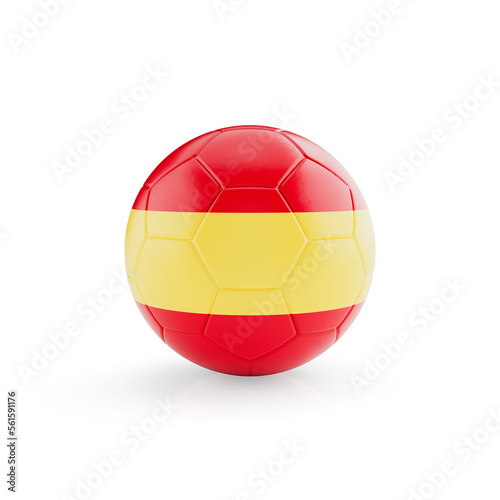 3D football soccer ball with Spain national team flag isolated on white background - 3D Rendering