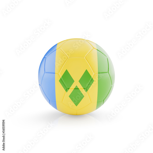3D football soccer ball with St Vincent And The Grenadines national team flag isolated on white background - 3D Rendering
