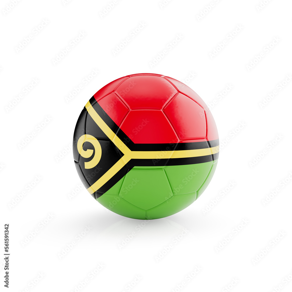 3D football soccer ball with Vanuatu national team flag isolated on white background - 3D Rendering 3D football soccer ball with Vanuatu national team flag isolated on white background - 3D Rendering