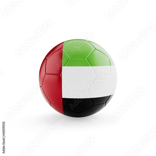 3D football soccer ball with United Arab Emirates national team flag isolated on white background - 3D Rendering