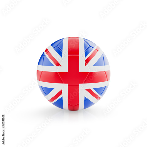 3D football soccer ball with United Kingdom national team flag isolated on white background - 3D Rendering
