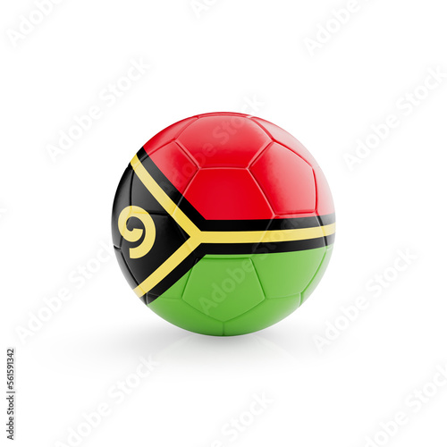 3D football soccer ball with Vanuatu national team flag isolated on white background - 3D Rendering