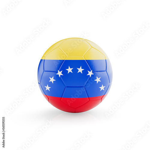 3D football soccer ball with Venezuela national team flag isolated on white background - 3D Rendering