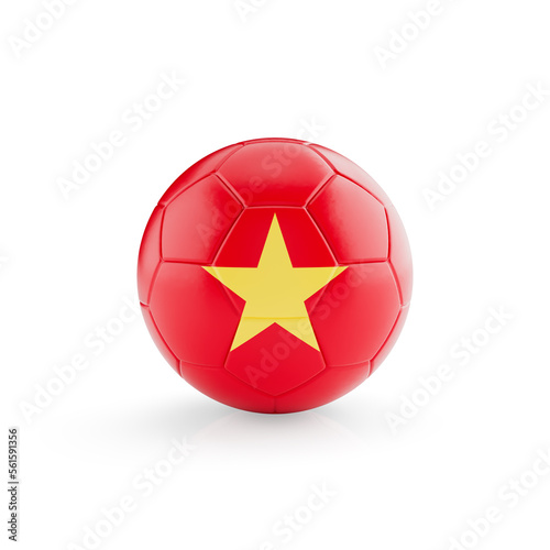 3D football soccer ball with Vietnam national team flag isolated on white background - 3D Rendering