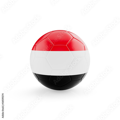 3D football soccer ball with Yemen national team flag isolated on white background - 3D Rendering