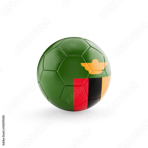 3D football soccer ball with Zambia national team flag isolated on white background - 3D Rendering