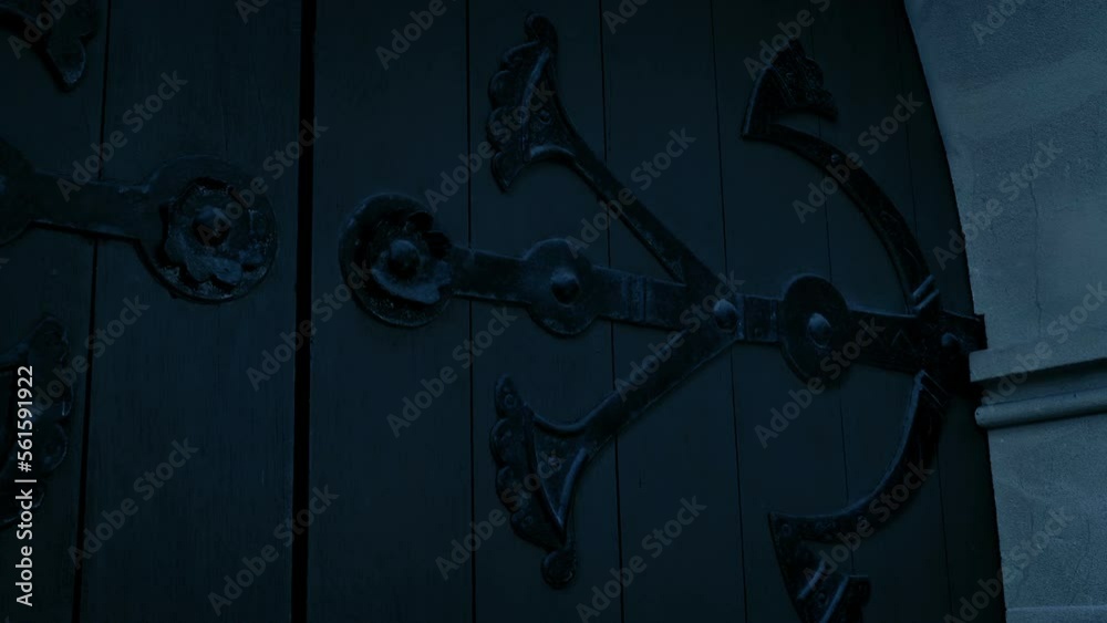 Medieval Door In The Evening, Castle Or Church Medieval Door In The Evening, Castle Or Church