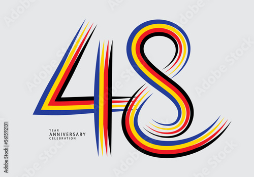48 years anniversary celebration logotype colorful line vector, 48th birthday logo, 48 number, Banner template, vector design template elements for invitation card and poster. number design vector © ArtittVector