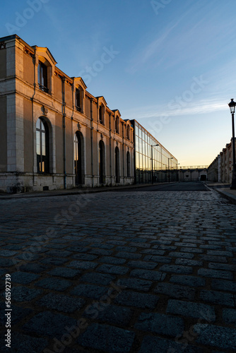 Building District Balsan Châteauroux at golden sunset