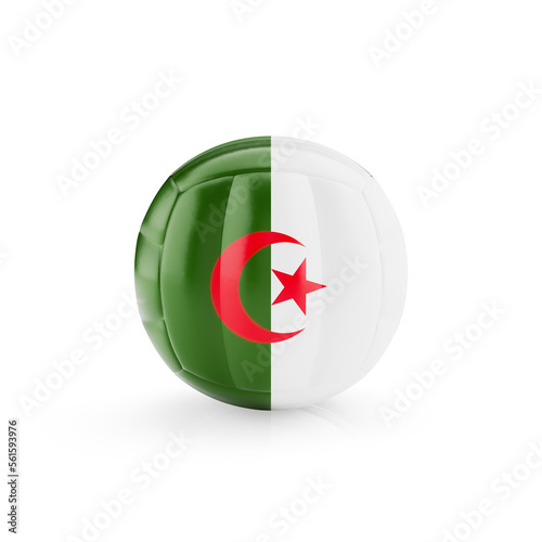 3D volleyball ball with Algeria national team flag isolated on white background - 3D Rendering